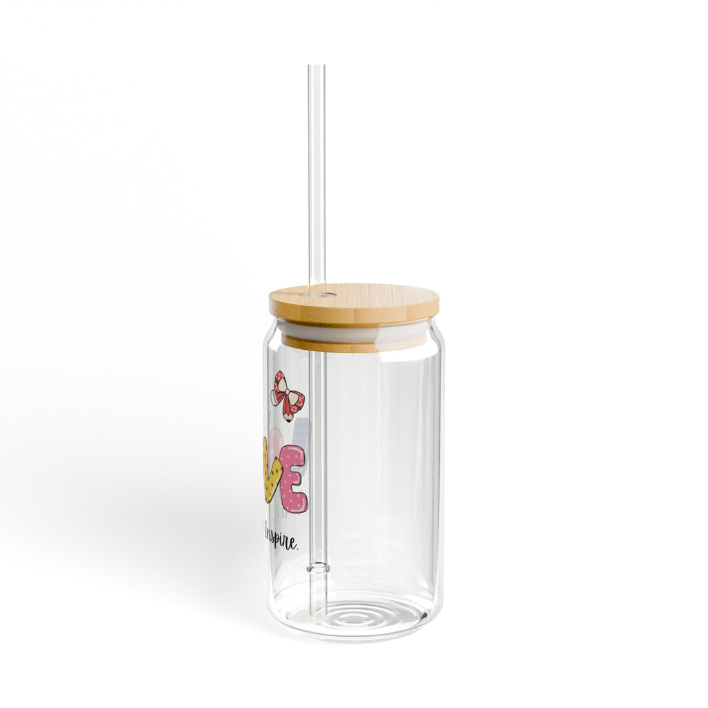 Love Teacher Sipper Glass - 16oz | Teach Love Inspire Straw Tumbler