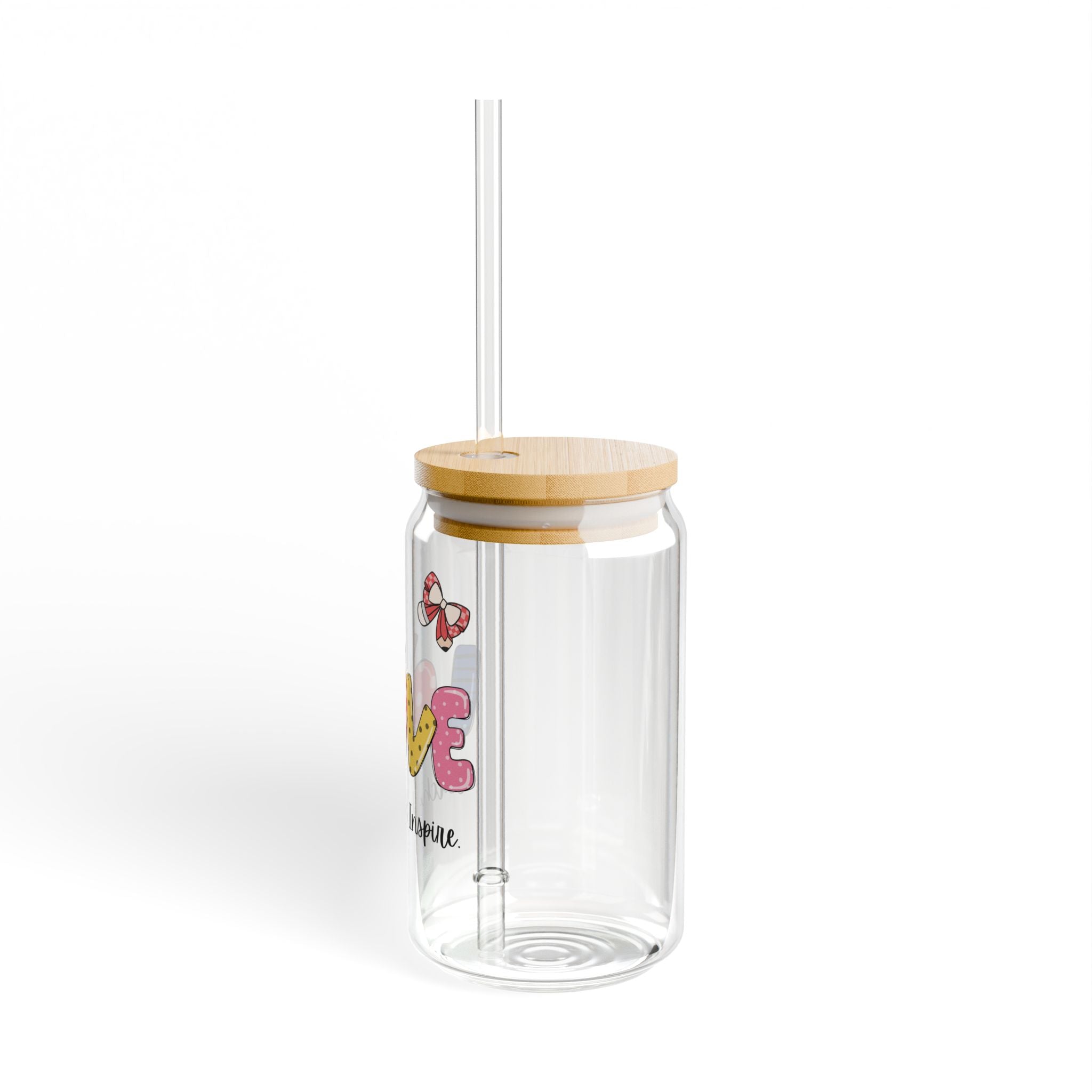 Love Teacher Sipper Glass - 16oz | Teach Love Inspire Straw Tumbler