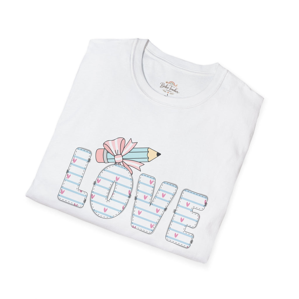Love Pencil Graphic T-Shirt — Cute Pastel 'LOVE' Notebook Design