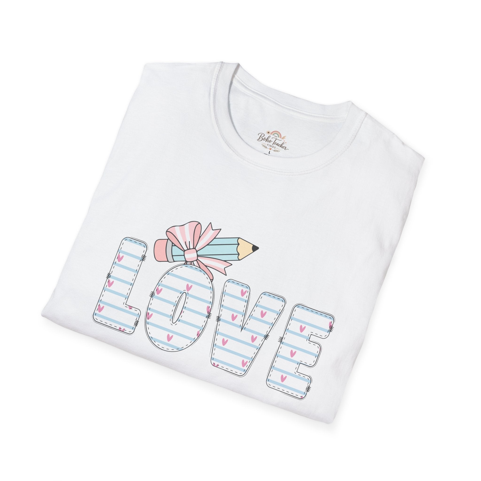 Love Pencil Graphic T-Shirt — Cute Pastel 'LOVE' Notebook Design