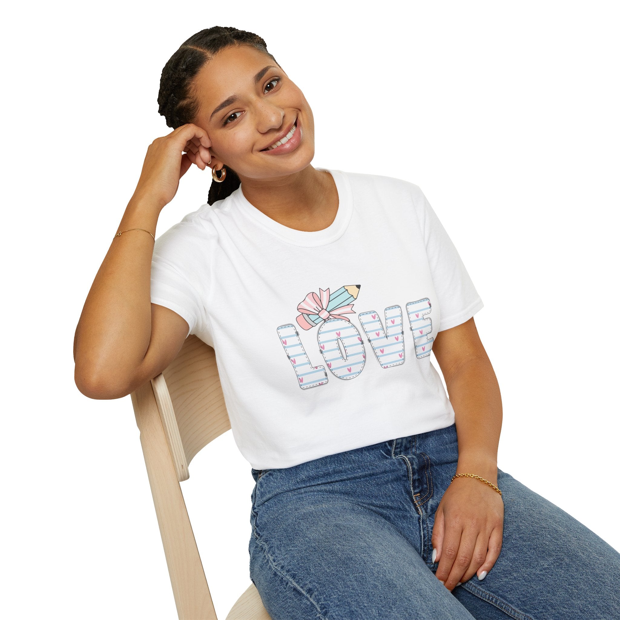 Love Pencil Graphic T-Shirt — Cute Pastel 'LOVE' Notebook Design