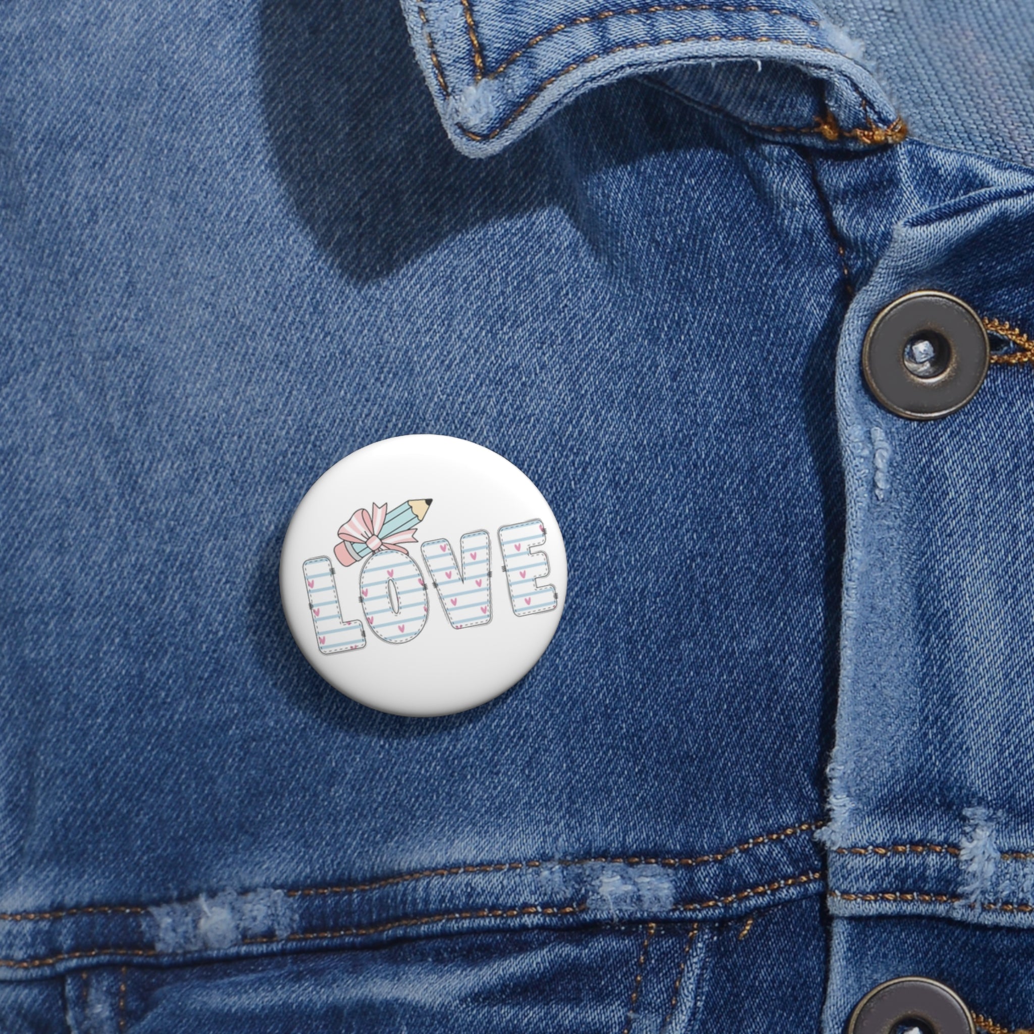 Teacher Love Pencil Pin Button — Cute Appreciation Pin for Educators