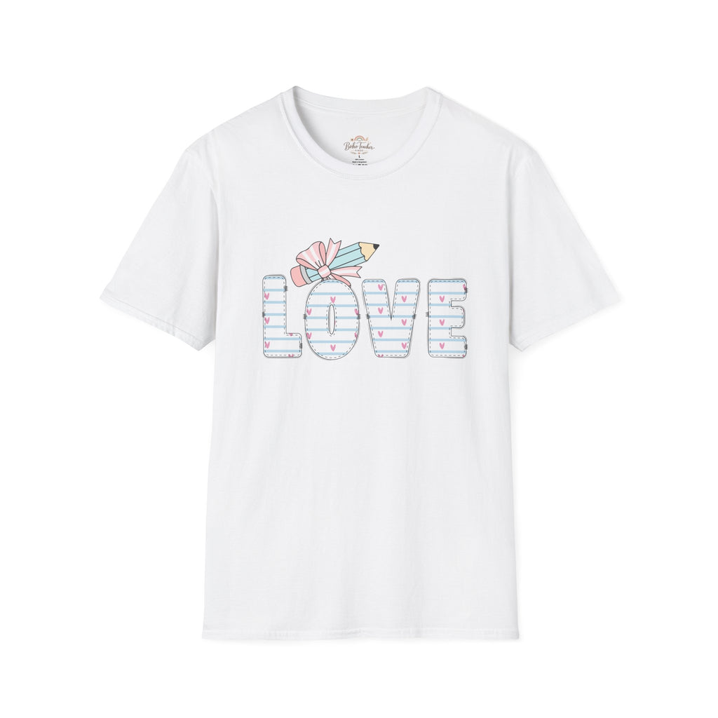Love Pencil Graphic T-Shirt — Cute Pastel 'LOVE' Notebook Design