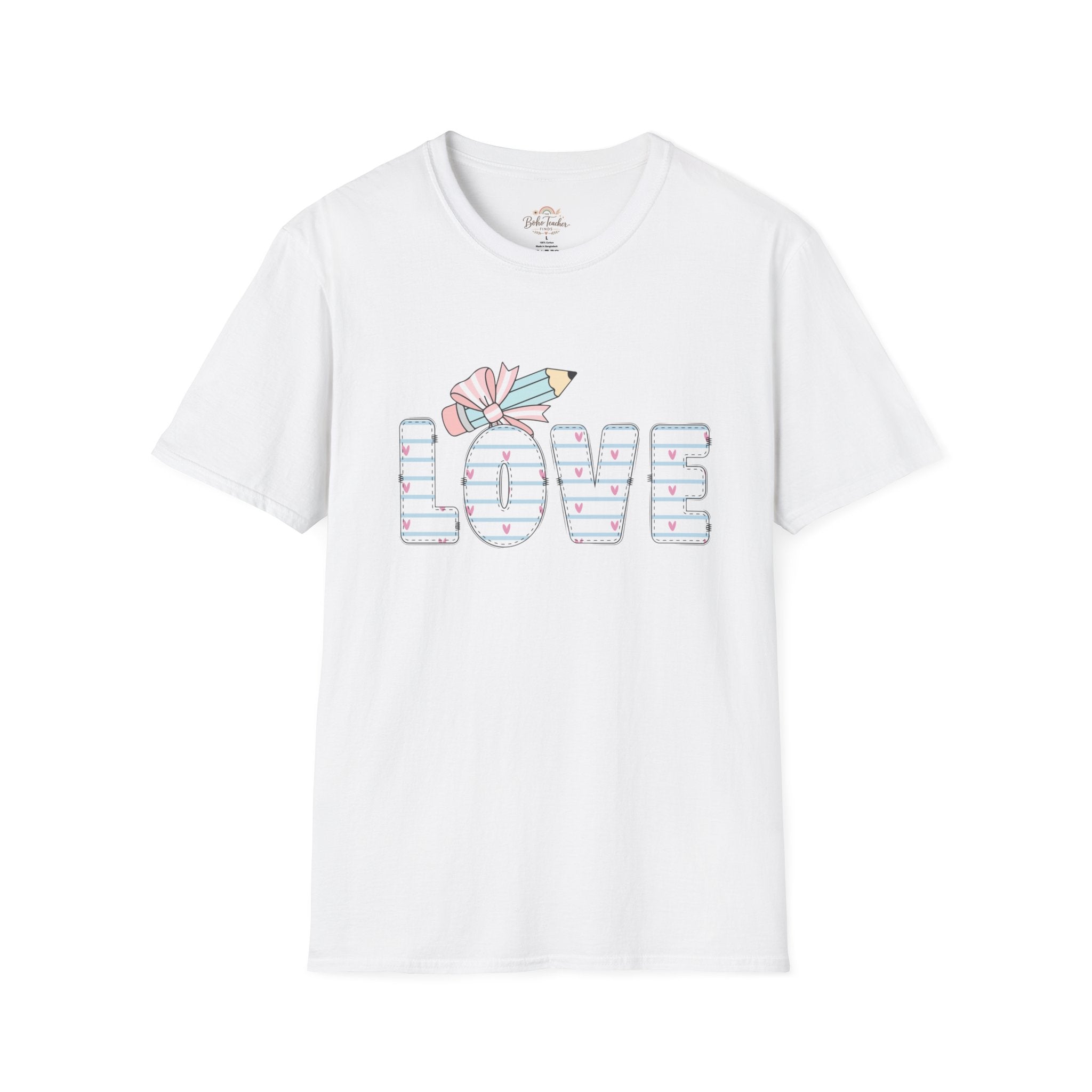 Love Pencil Graphic T-Shirt — Cute Pastel 'LOVE' Notebook Design