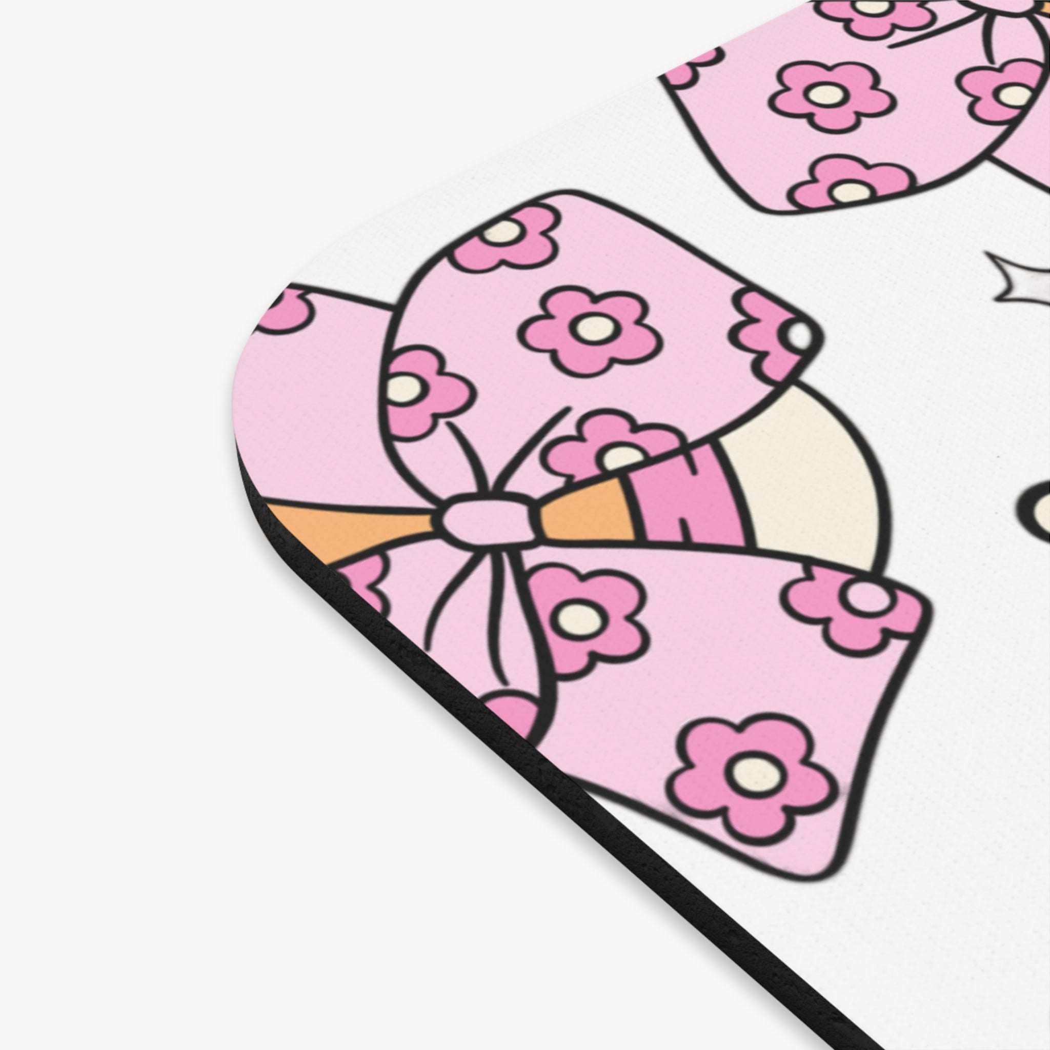 Pink Bow Floral Mouse Pad — Cute Kawaii Desk Mat