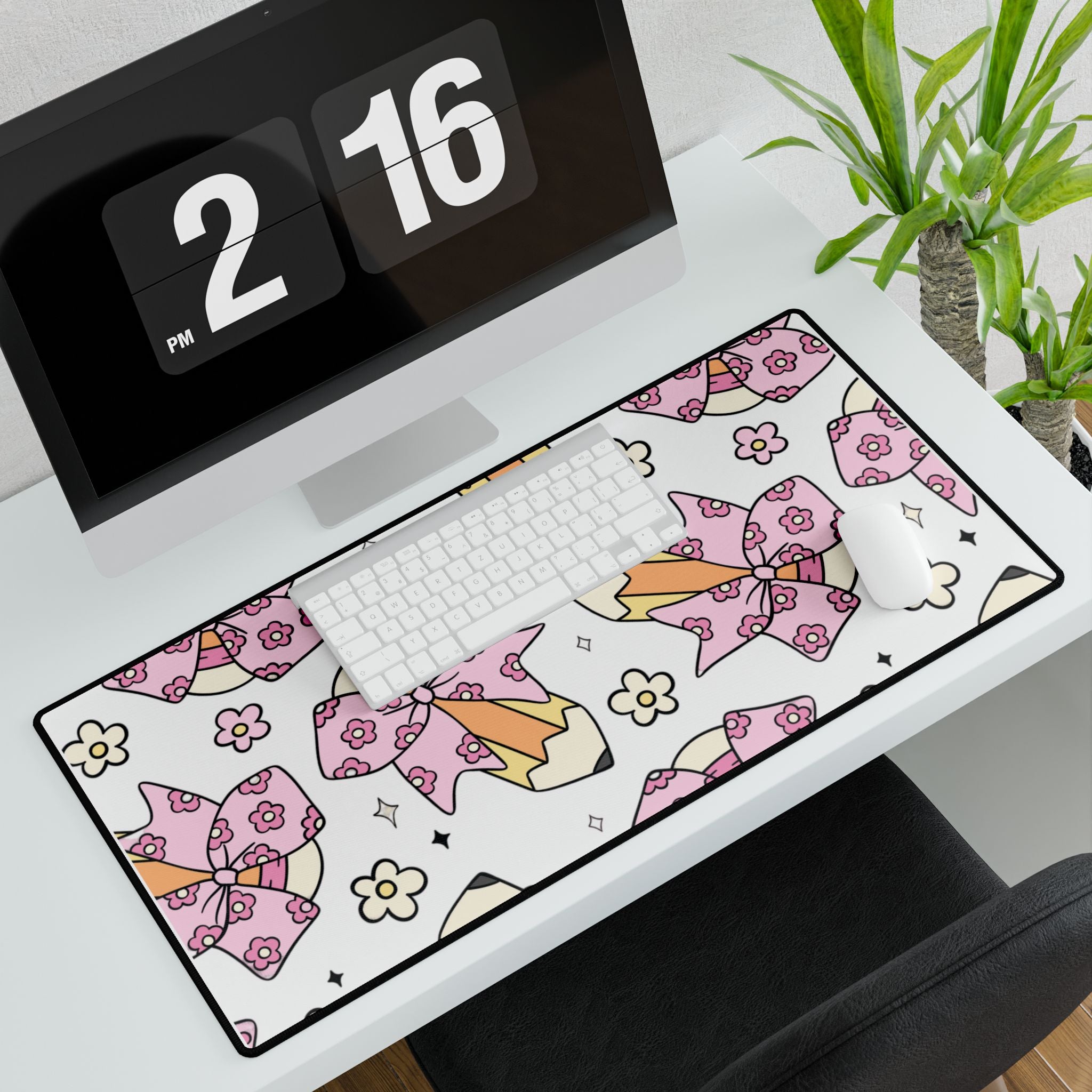 Teacher Desk Mat — Bow & Pencil Design