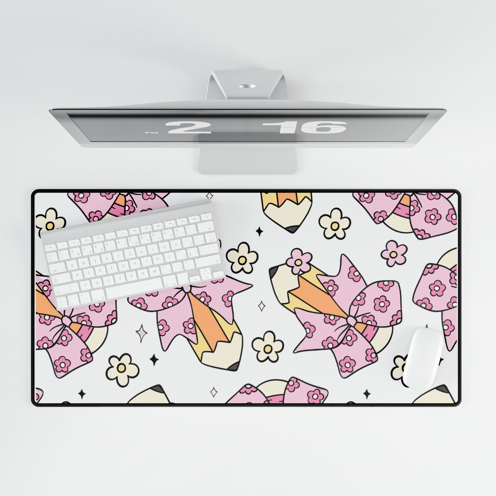 Teacher Desk Mat — Bow & Pencil Design
