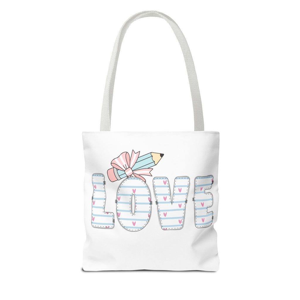 LOVE Pencil Bow Tote Bag — Cute Pastel School & Teacher Gift Tote