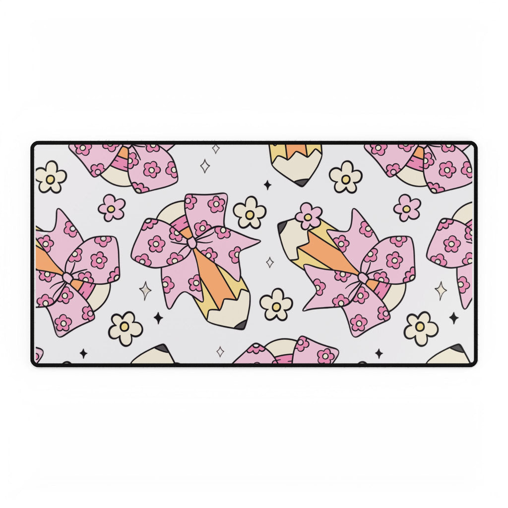 Teacher Desk Mat — Bow & Pencil Design