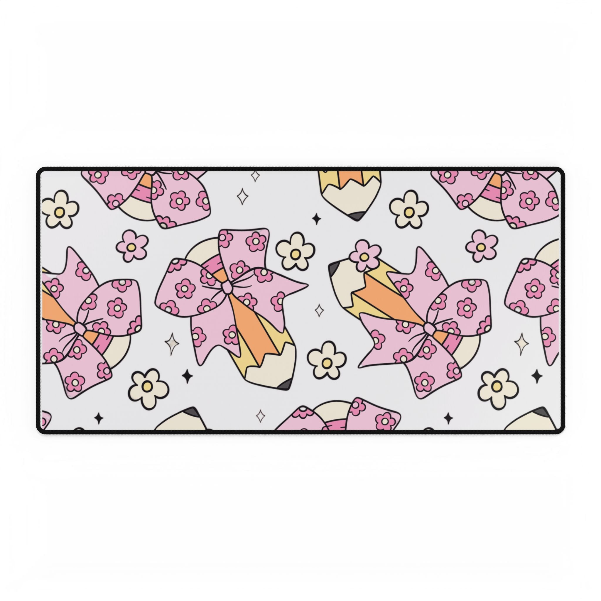 Teacher Desk Mat — Bow & Pencil Design