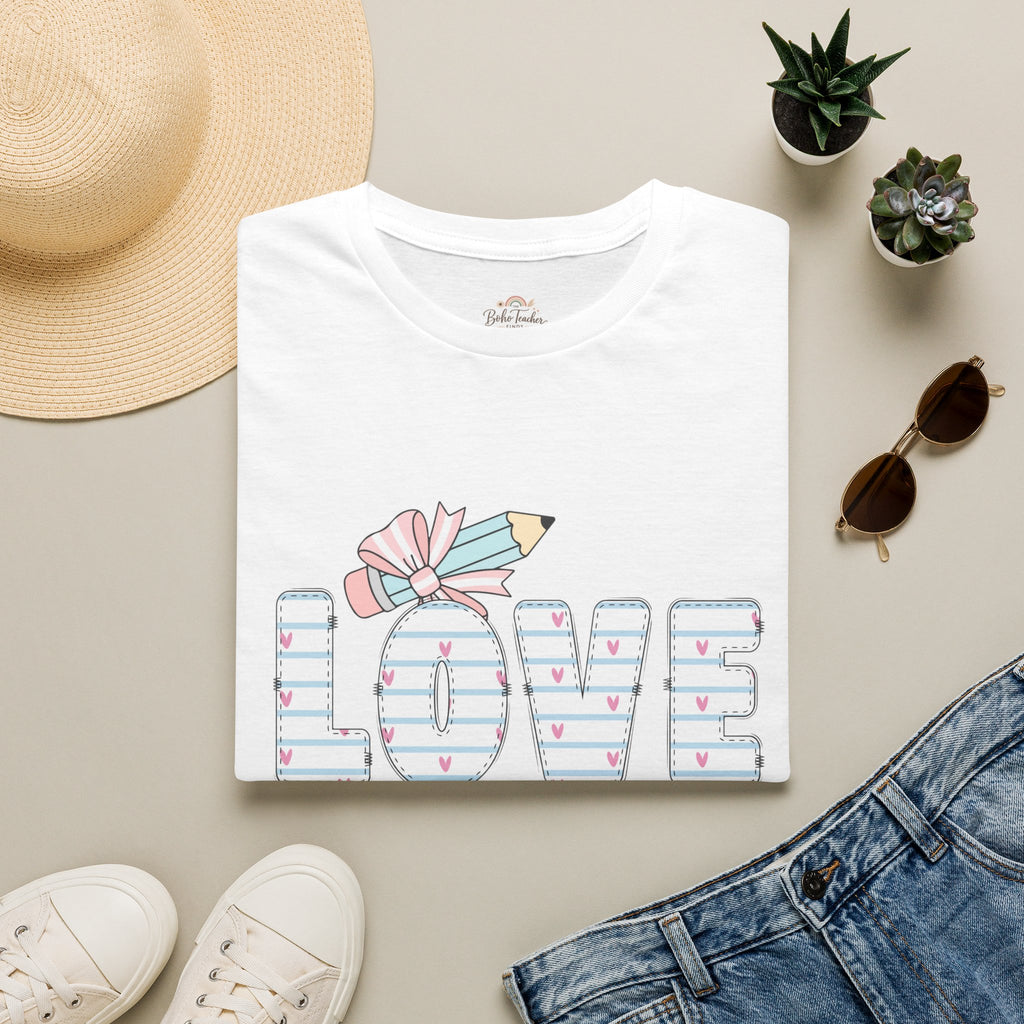 Love Pencil Graphic T-Shirt — Cute Pastel 'LOVE' Notebook Design